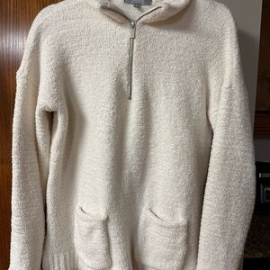 Marled Cream Zip-Up Sweater